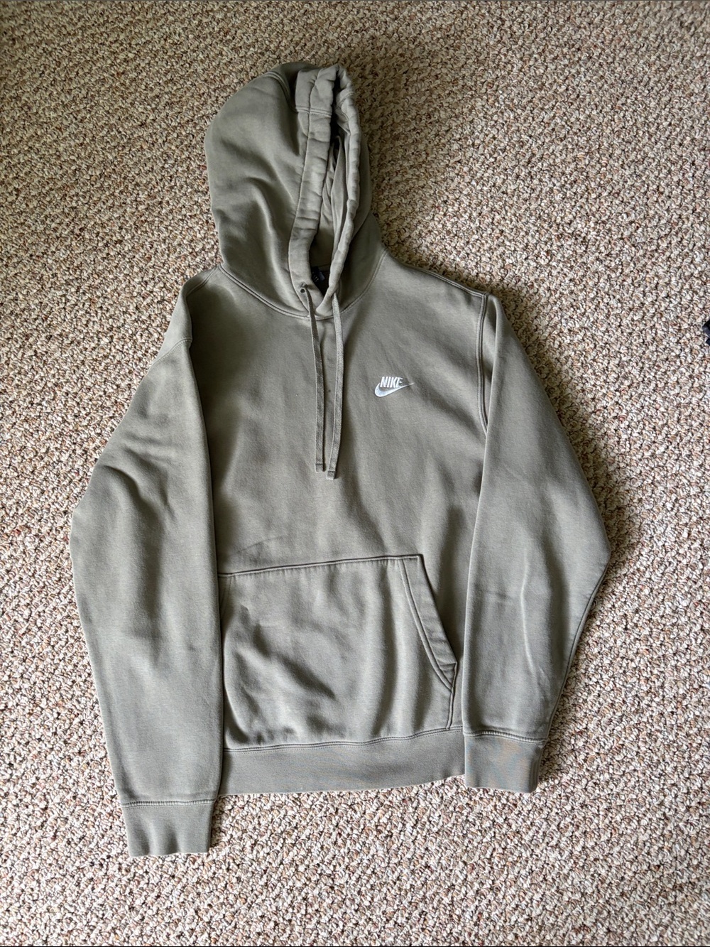 Nike Olive Green Pullover Hoodie with White Swoosh
